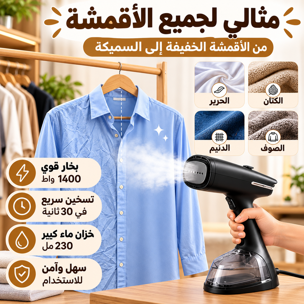 مكواة بخار محمولة للمنزل والسفر