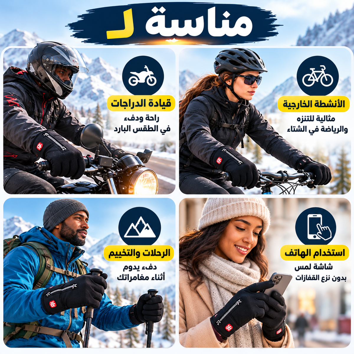 2 Gants thermiques d'hiver personnalisables : imperméables, légers, antidérapants, compatibles écran tactile
